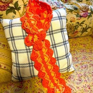 Hand Crochet pink and peach keyhole scarf